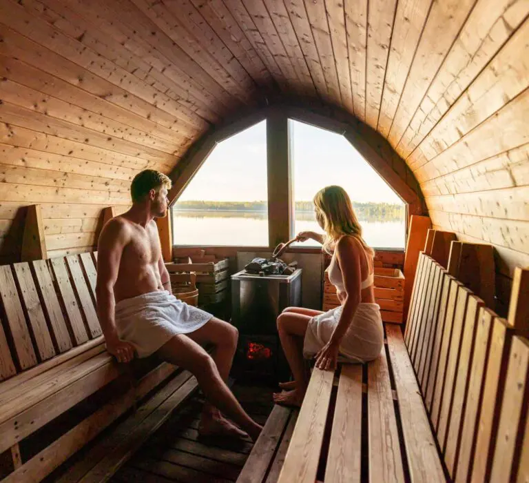 Sauna on the lake nordic woods glamping